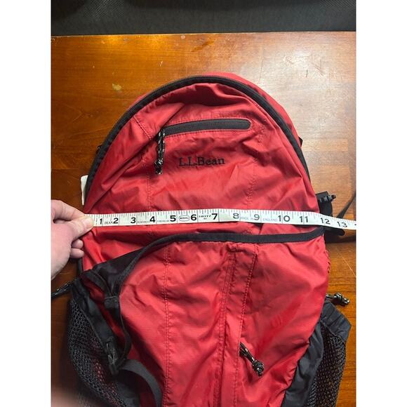 L. L. Bean Ultralight Day Pack Stowaway Red Black Cinch Top Backpack Buckle Zip - Picture 12 of 12